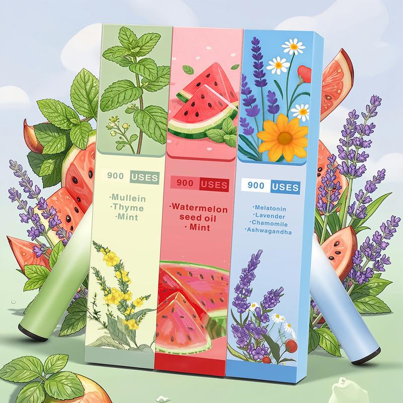 Watermelon Mint Lavender Extracts for Lung Detoxification & Oral Air Freshening Herbal Diffusion Pen Relaxation Stick Solution