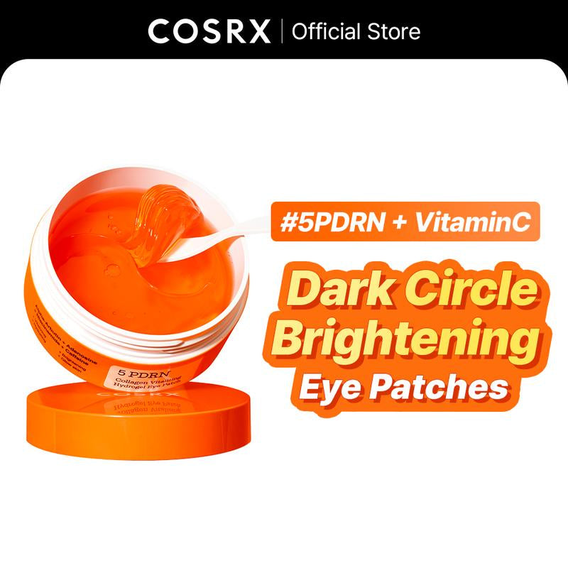 [COSRX Official] 5 PDRN Collagen Vitalizing Hydrogel Eye Patch (60Pcs) - Dark Circle Eraser & Anti-Wrinkle | 5 Types of PDRN + Vitamin C + Glutathione + Niacinamide | ALL in ONE EYE PATCH